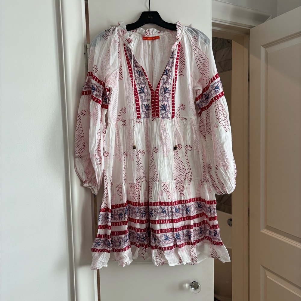Oliphant White and Red balloon sleeve Dress